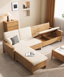 Bộ sofa gỗ ngăn ẩn VBG02 (Ghế, đôn, bàn trà)