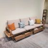 Sofa lượn sóng gỗ sồi có ngăn kéo (nệm nỉ 5cm)