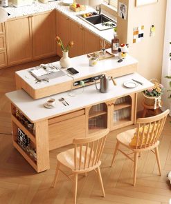 Bàn đảo bếp mặt đá xoay 180 độ VBG04 (chưa ghế)