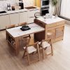 Bàn Đảo Mặt Đá Gỗ Sồi VBG03 (Chưa Ghế)
