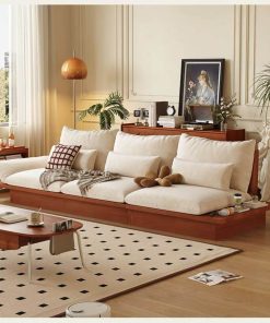 Sofa bệt gỗ sồi phong cách Tatami (nệm nỉ 5cm)