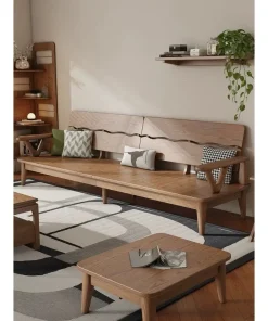 Sofa lượn sóng gỗ sồi (2m, nệm nỉ 5cm)
