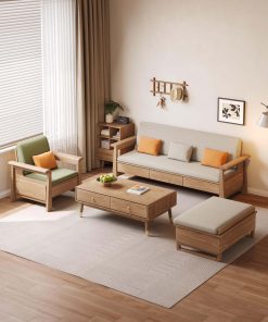 Bộ sofa gỗ sồi có ngăn kéo VBG03