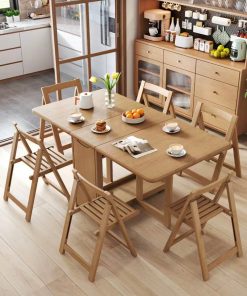 Bàn Ăn Gấp Gọn 2 Bên Có Bánh Xe VBG01 (Không Ghế)