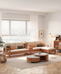 Bộ sofa gỗ ngăn ẩn VBG05 (ghế dài, đôn, bàn trà)