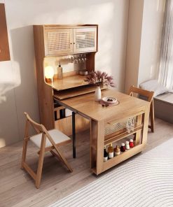 Bàn Ăn Rút Gọn Kết Hợp Tủ Để Đồ VBG3 – Gỗ Sồi (chưa ghế)