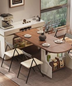 Đảo Bếp Kết Hợp Bàn Ăn Xoay 180 Độ - Bàn Đảo Thông minh Gỗ sồi VBG08 (không ghế)